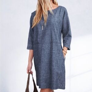 Eileen Fisher Denim-Effect Blue Midi Shift Dress